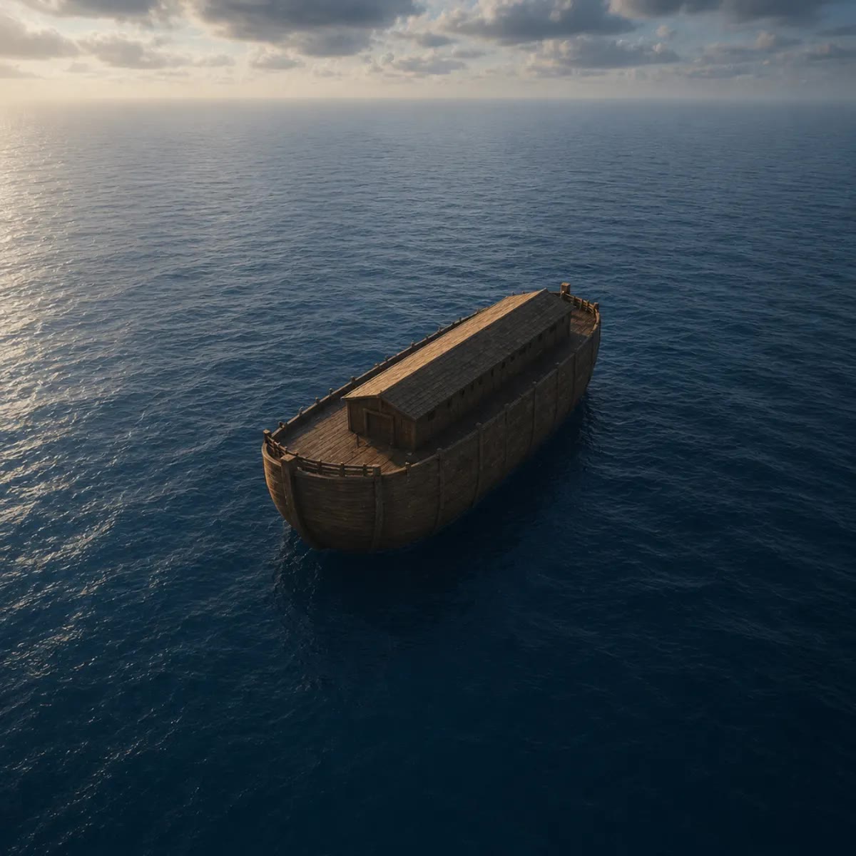 Noah's ark floating on the waters after the flood